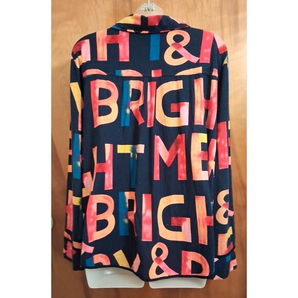 SOMA Pajama Top multi-color Print XL Long Sleeve Soft Knit Button Down Blue - Picture 5 of 6